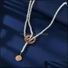 Pendant Necklaces Pendants Jewelry Vintage Imitation Pearl Wrap Geometric Metal Necklace Long For Women Wedding Party Portrait Coin Gift 8