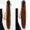 Synthetic Ponytail Hair Long Straight Claw Clip On Ponytails Hair Extension With Natural Look