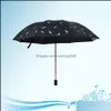 Parapluies ménagers divers maison jardin pliant vinyle imprimé plume parapluie avec portable er 8 os imperméable à la pluie trois dhvr4