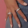 Прибыли обручальные кольца Micro Paved Cz Eternity Band Stack White Finger For Women Girl Luxury Baguette Dainty Party JewelryWedding