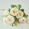 ONE Faux Flower Round Peony 13" Length Simulation Rosa Plastic Accessories for Wedding Centerpieces