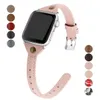 Bracelet de poignet en cuir véritable Slim Lady pour bracelets de montre Apple 41mm 45mm 44mm 42mm 40mm 38mm boucle de ceinture iWatch 7 6 5 4 3 SE accessoires de bracelet de montre