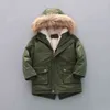 New Winter Jackets For Girls Plus Velvet Warm Jacket Thicken Fur Collar Hood Kids Windbreaker Outerwear 2-7Y Kids Clothing J220718