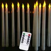 Ljus 12 st Gul flimrande fjärrkontroll LED-ljus, Plast Flameless Taper Candles, bougie för middagsfest dekoration