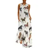 Casual jurken paardenjurk dier mooie zwarte paarden print maxi esthetische long v nek grafische kleding big size 5xlcasual