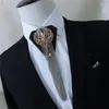 Noeuds papillon Hommes Alliage Strass Cristal Cravate Cravate Costume De Mariage Club Party Chemise Cravate De Luxe Glands Chaîne PU Ruban En Cuir Bowtie Fier22