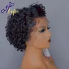 Pixie Cut Короткий Боб Кудрявый Кружева Фронтальный Парик Человеческих Волос Прозрачный Глубокий Волнистый Парик Фронта Шнурка Для Женщин