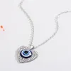 Nya Mode Choker Pendants Hjärtformade Halsband Silver Plated Blue Evil Eye Necklace Enamel för Kvinnor Glamour Smycken