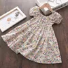 Melario 2022 Girls Dress New Summer Europe and America Toddler Kids Short Sleeve Floral Printed Cotton Clothing Princess Dresses G220518