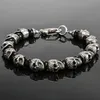 Vintage roestvrijstalen schedels Braads Bracelet Men 8mm natuursteen heren kralen armbanden 2019 Hip-hop rock beste vrienden sieraden T200323