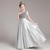 Pretty Fairty Flower High Neck Long Sequined 3D Floral Apliques Girls Pageant Dresses Lovely Hand Made Flowers Birthday Dress 403