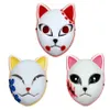 Demon Slayer Fox Mask Halloween Party Japanese Anime Cosplay Costume LED Masks Festival Favor Props FY7942 0727