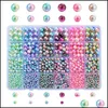 Other Loose Beads Jewelry Colorf Acrylic Round Imitation Faux Pearls String No Hole 4-10Mm Mixed Color For Craft Diy Jew Dhvxa