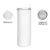 UPS Sublimation water bottle Tumblers 20oz blank white tapered straight cup with lid straw 20oz Stainless steel vacuum