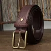 Riemen vintage cowhide heren riem legering pin buckle natuurlijk leer niet-gelaagde jeans gebruikt voor mannen klassieke kwaliteit riembelsten emel22