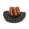 Bérets drapeau américain chapeau de cowboy de paille pour femmes hommes Western Cowgirl Sombrero Hombre Jazz CapsBérets