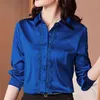 Koreanska sidenkvinnor skjortor kvinnor satin blusar elegant kontor dam långärmad blusar spets skjorta plus storlek blus mujer de moda 210326