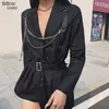 Sisterlinda Punk Patchwork Belt Solid Coat and Jacket Women Slim Long Top Full Sleeve Jackets Mujer Fashion Leisure LJ201110