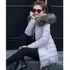 Qingwen herfst winter Koreaans katoen gewatteerd jasje voor vrouwen nauwsluitende overjas vrouwelijke afneembare hoed bont kraag casual parka l220725