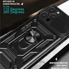 衝撃プルーフレンズ保護スライダードア携帯電話ケースTPU PCリングホルダーキックスタンドコンボIPhone 14 Pro Max T-Mobile Revvl 6Pro 5G Forxiaomi Redmi A1カバー