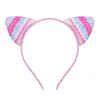 Mignon bébé chat oreilles mousseux bandeau tissu enveloppé de fer enfants filles cheveux accessoires en gros 1 65xt E3