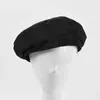 Retro kvinnor flicka basker hattar för kvinnlig konstnär varm båge platt cap höst vinter beanie hatt mössa kvinnlig fast färg polyester hatt j220722