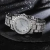 腕時計の豪華なローズゴールドブレスレットの女性のためのステンレス鋼の女性ヒップホップクォーツ時計ビジネスクロックレロジオ
