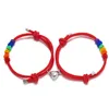 Pulsera de pareja magnética 12set para amante del corazón MUJER MUJER HOMBRES LGBT RAINBOW KNOT ROPE Pulseras Haga una tarjeta de deseos Joyería