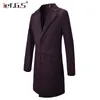 Mode Men's luxe winter slank fit casual trench jas mannelijke pure kleur katoen lange jassen wollen peacoat1 t220810