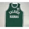 Sjzl98 #11 Arvydas Sabonis Zalgiris Kaunas Retro Classic Basketball Jersey Mens Embroidery Stitched Custom any Number and name