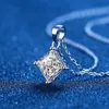 Certified Princess Cut Necklace 2CT Lab Created Diamond Pendant Necklace Solid S925 Silver Wedding Jewelry 220813