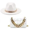 W Fashion Bags Handbag jazz top men women big brimmed hat chain brimmed felt hats bag set wholesale