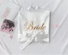 Biecidle Sleep Fin Srebrna szata Kimono Satin Satin PaJamas Wedding Biełdę Druhna Matka Bride Raady