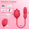 2 en 1 rose vibrateur femelle langue lécher clitoris clitoris stimulateur télescopique vibrant amour oeuf gode sex toys pour femmes 220514