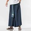 2022 Spring Men Wide Leg Pants Mens Cotton Linen Joggers Retro Trousers Man Chinese Style Linen Pants Male Big Crotch Robe Pant L220706