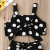 Kids Baby Girls Polka Dot Clothes Sets Vintage Sling Bow Vest Crop Tops Irregular Lace up Skirts 2Pcs Girl Summer Outfits 1 6Y 220620