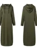 Femmes sweat Robe élégant sweats à capuche à manches longues Maxi femme décontracté solide à capuche robes Robe 220613