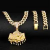 Gioielli hip hop designer di lusso in cristallo ronestone dollaro collana a pendente in acciaio inossidabile catena cubana maschi da donna da donna regali di moda