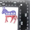 10 Pcs / Lot Design De Mode Drapeau Américain Broche Cristal Strass Cheval Forme 4 Juillet USA Pins Patriotiques Pour Cadeau / Décoration