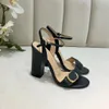 Classic High Heel G Sandals Party Fashion 100% Leather Women Dance Shoe Designer Sexy Heels Suede Women Metal Belt Buckle Chunky Woman Shoes Large Size 35-42