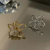 Clip-on & Screw Back Fashion Gold Silver Color Zircon Flower Clip On Earrings For Women Simple Ear Cuff Earcuff Without Piercing Fake Earrin