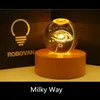 Night Lights USB Plug-in 3D Carving Starry Sky Moon Light LED Solid Wood Crystal Ball Living Room Bedroom Decoration Ornaments