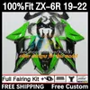 Kawasaki için OEM Fairings Kiti Ninja ZX-6R ZX 636 ZX636 ZX6R 19 20 21 22 22 22 22 22 22 22 GÜSTEME 6DH.59 ZX 6R ZX-636 2019 2020 2021 2022 Çerçeve 600cc 19-22 Enjeksiyon Kalıp Gövde Gövde Açık Yeşil