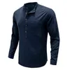 Camicetta casual da uomo nuova Camicia di lino in cotone Camicie larghe T-shirt a maniche lunghe Primavera Autunno Camicia da uomo casual con bottoni solidi L220704