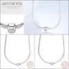 2022 Nytt halsband 925 Sterling Silver Enkelt Snake Halsband Passar Original Pandort Charm Pärlhänge för kvinnor Silversmycken DIY