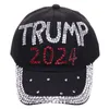 Trump 2024 Denim Casual Diamond Baseball Cap Athleisure Adjustable Cotton Hat Party Hats 0426