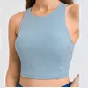 LU-07 Racerback Yoga débardeurs femmes Fitness sans manches Cami haut chemise de sport mince côtelé course chemises de sport avec soutien-gorge intégré250M