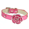 Luxury Diamante Flower Bling Dog Collar Lead Soft Leather Adjustable Puppy Cat Collar Harness