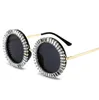 Diamant Runde Sonnenbrille Männer Frauen Marke Designer Kunststoff Rahmen Lila Strass Punk Goggle Gläser