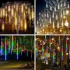 Outdoor LED Meteor Shower Lights Falling Rain Drop Fairy String Light Waterproof for Christmas Party Garden Holiday Decorations 220408